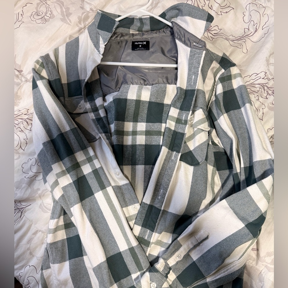 Hurley Forest Green and White Flannel